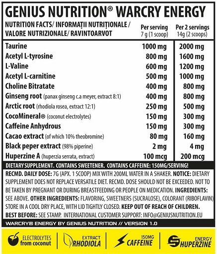 Genius Nutrition - Warcry Energy 300g – Bild 3