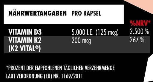 Big Zone Vitamin D3 + K2 90 Kapseln – Bild 2