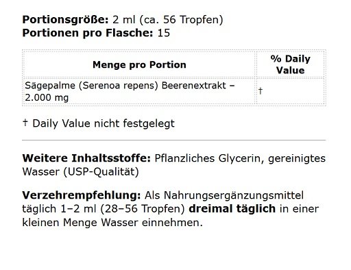 Natures Best Saw Palmetto Extrakt - 2000mg 30ml – Bild 2