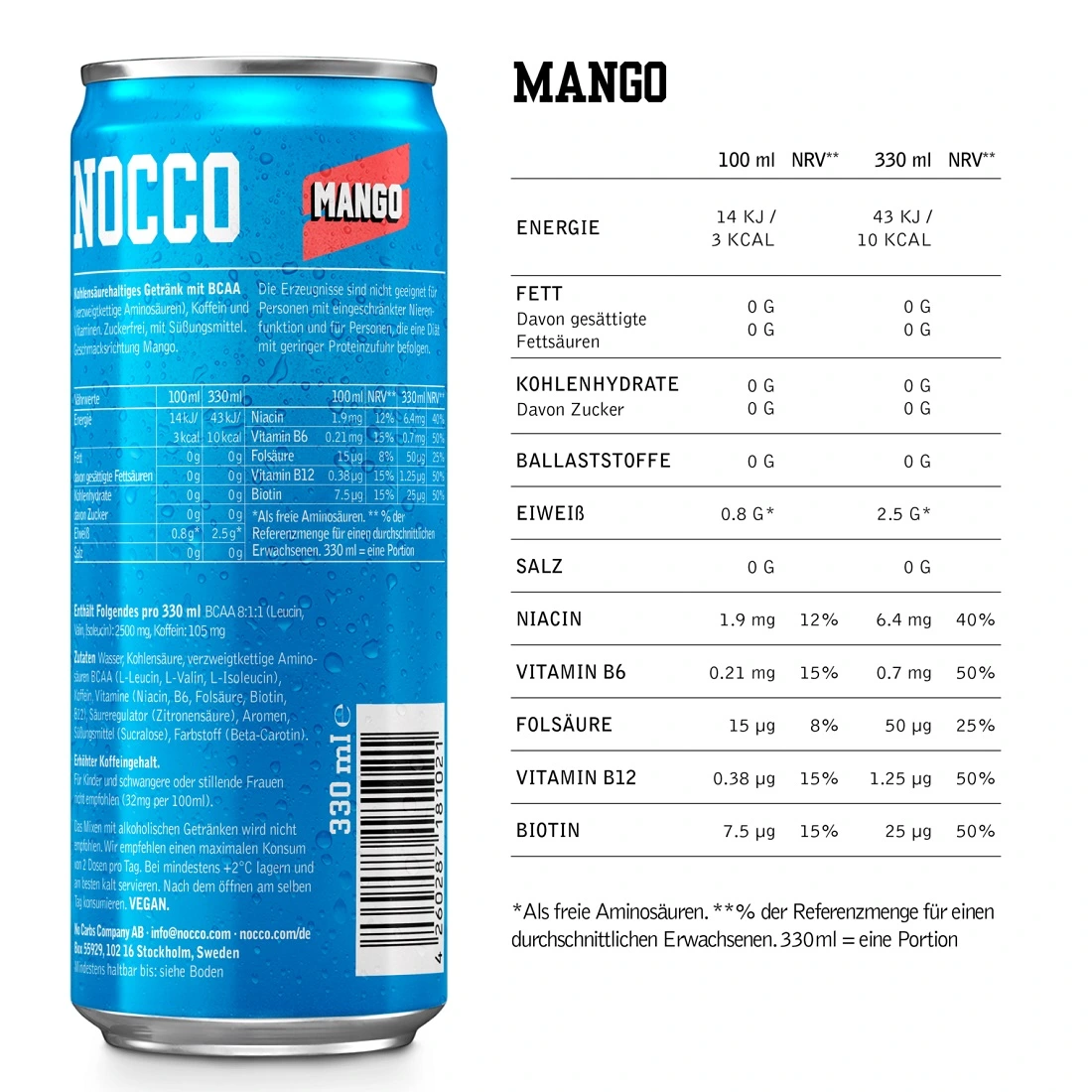 Nocco BCAA Drink 24 x 330 ml – Bild 2