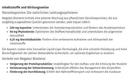 Megabol Biosterol - 30 Kapsel – Bild 2